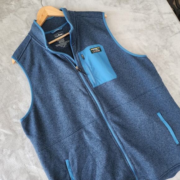 LL Bean Fleece Sweater Vest Womens Size 3X Blue Full Zip Pockets Plus - Picture 1 of 8